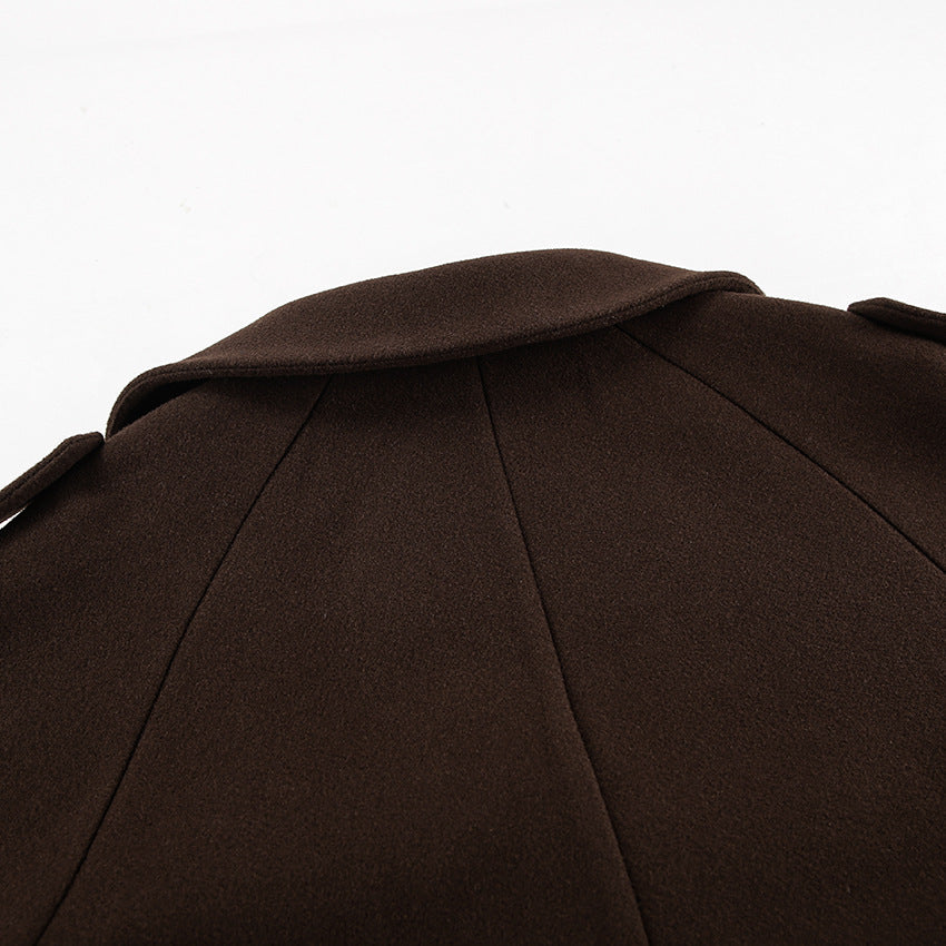 Collar style double breasted woolen coat