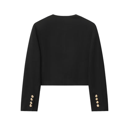 Round neck cardigan short jacket for women