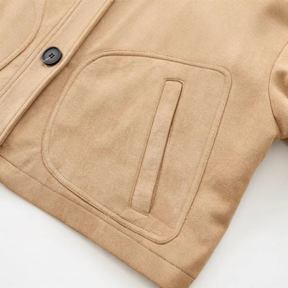 Leather collar pocket decoration short jacket jacket for women