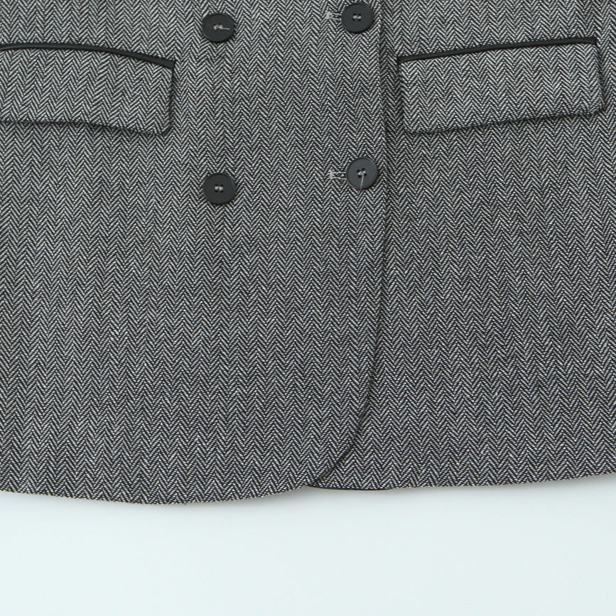 Double breasted patchwork double breasted long sleeved suit jacket for women