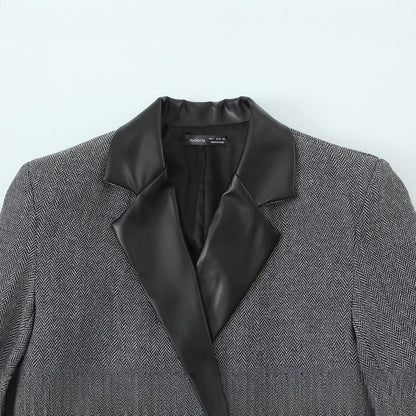 Double breasted patchwork double breasted long sleeved suit jacket for women