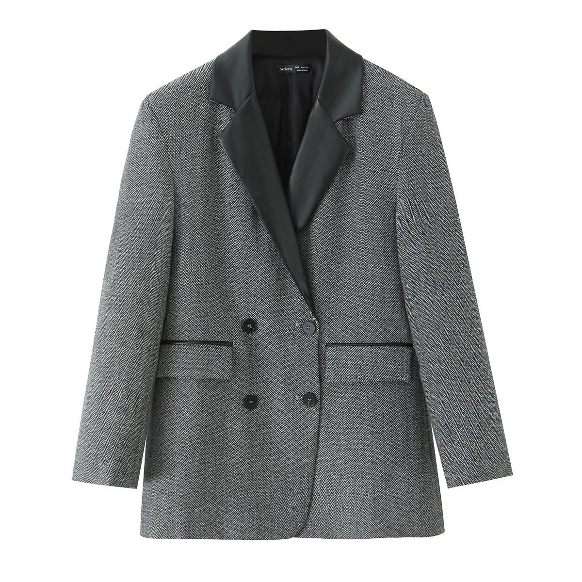 Double breasted patchwork double breasted long sleeved suit jacket for women