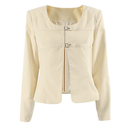 Casual apricot colored small suit women's coat