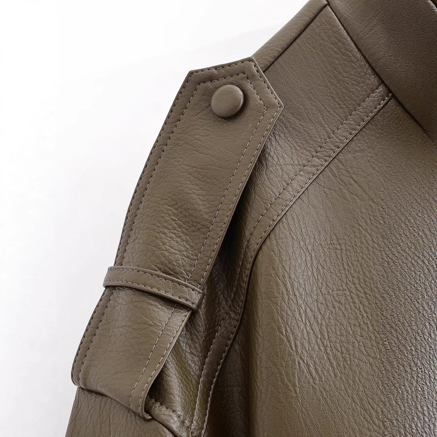 Pocket decoration retro casual PU jacket baseball jacket women's jacket