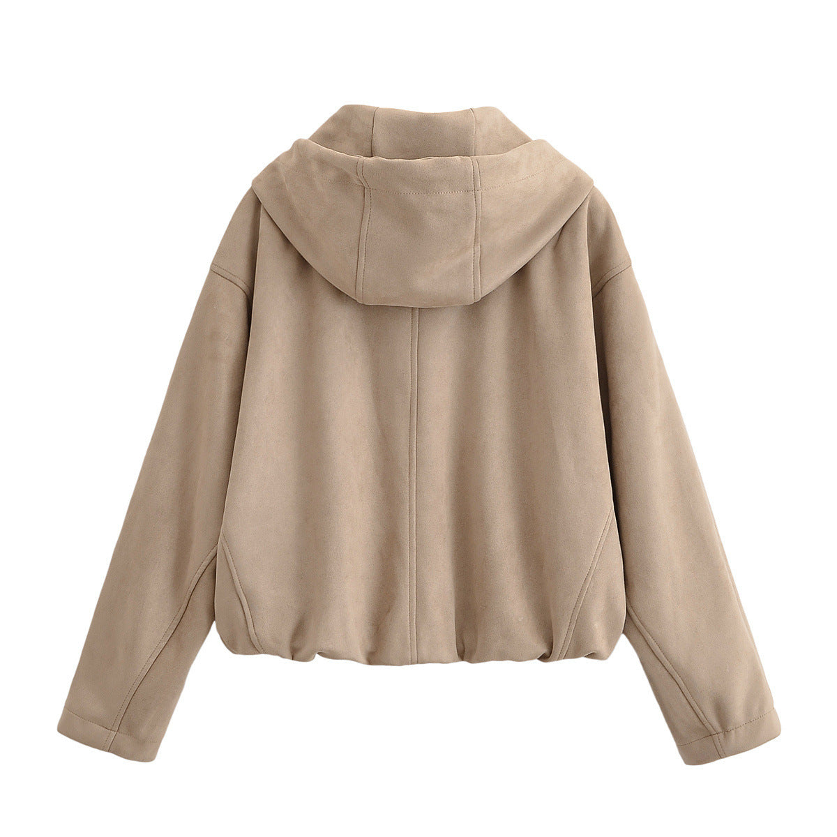 Hooded solid color zipper baseball jacket for women