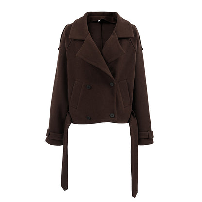 Collar style double breasted woolen coat