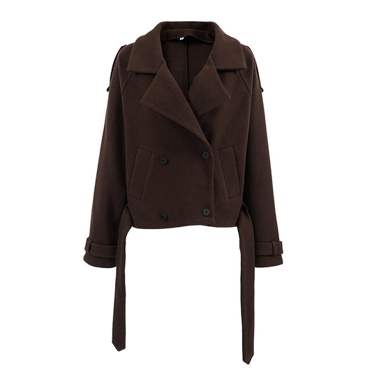 Collar style double breasted woolen coat