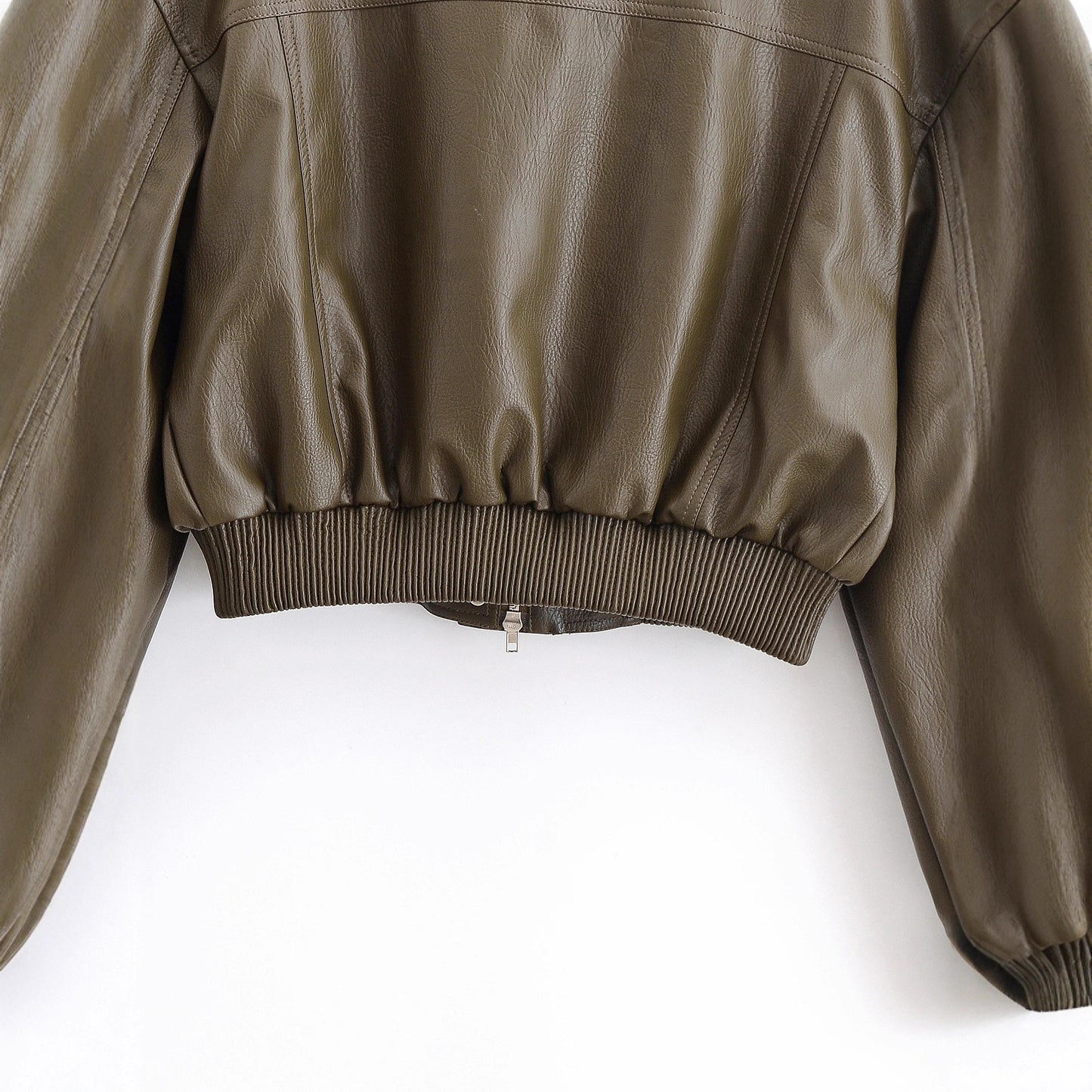 Pocket decoration retro casual PU jacket baseball jacket women's jacket